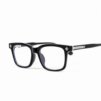 Non-prescription Clear Lens Fashion Classic Black Silver Plated Metal Cross Eyeglasses