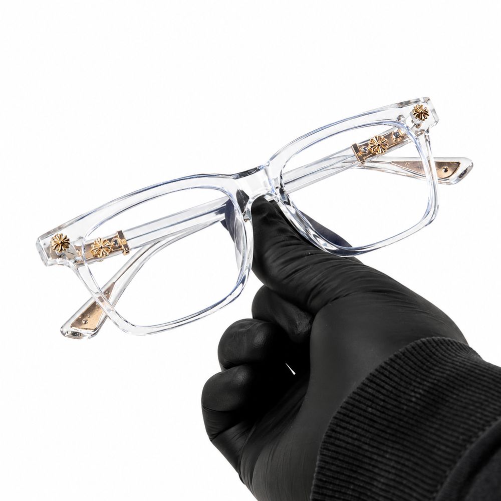 Non-prescription Clear Lens Fashion Classic Clear Transparent Gold Plated Cross Eyeglasses