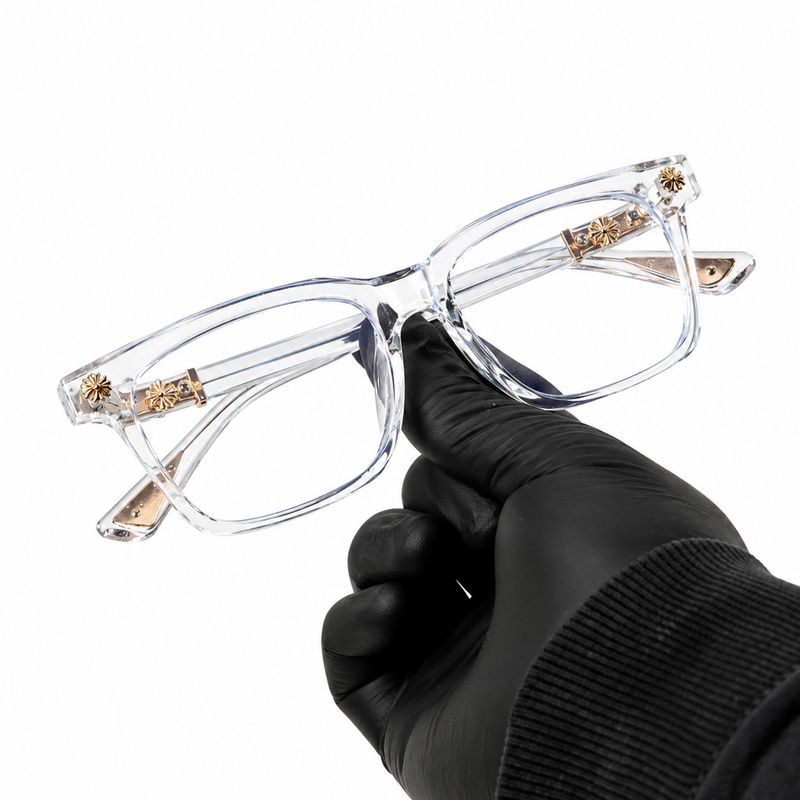 Non-prescription Clear Lens Fashion Classic Clear Transparent Gold Plated Cross Eyeglasses