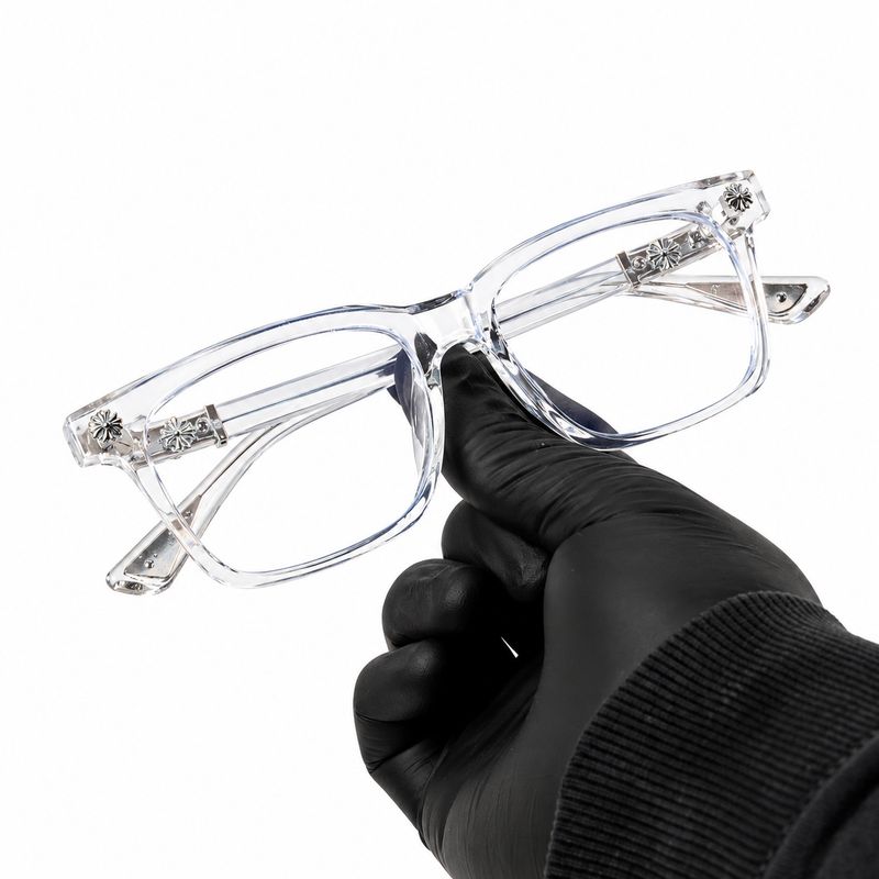 Non-prescription Clear Lens Fashion Classic Clear Transparent Silver Plated Cross Eyeglasses