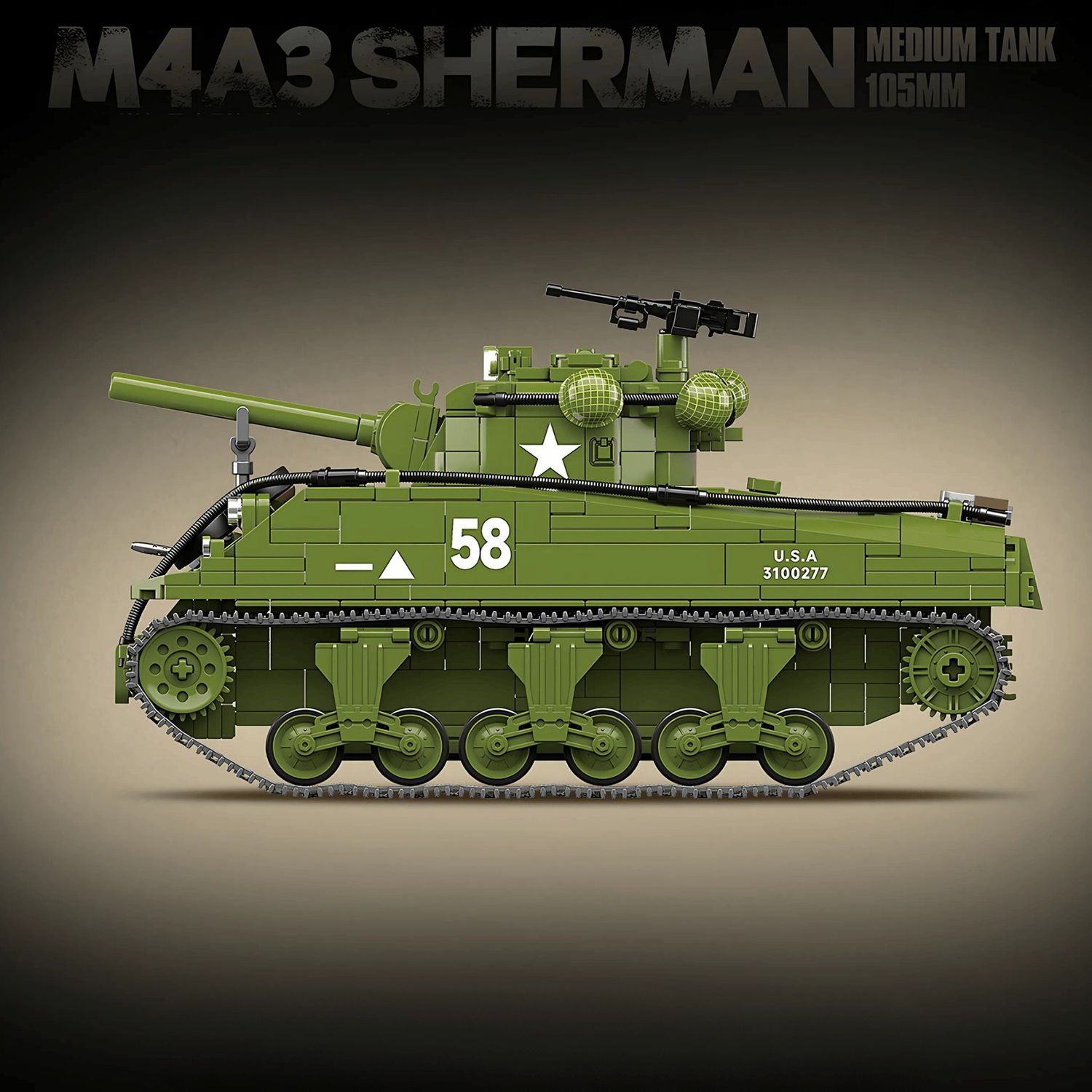 US M4A3 Sherman (105mm Howitzer) - 1,175 Piece Historical Model Kit