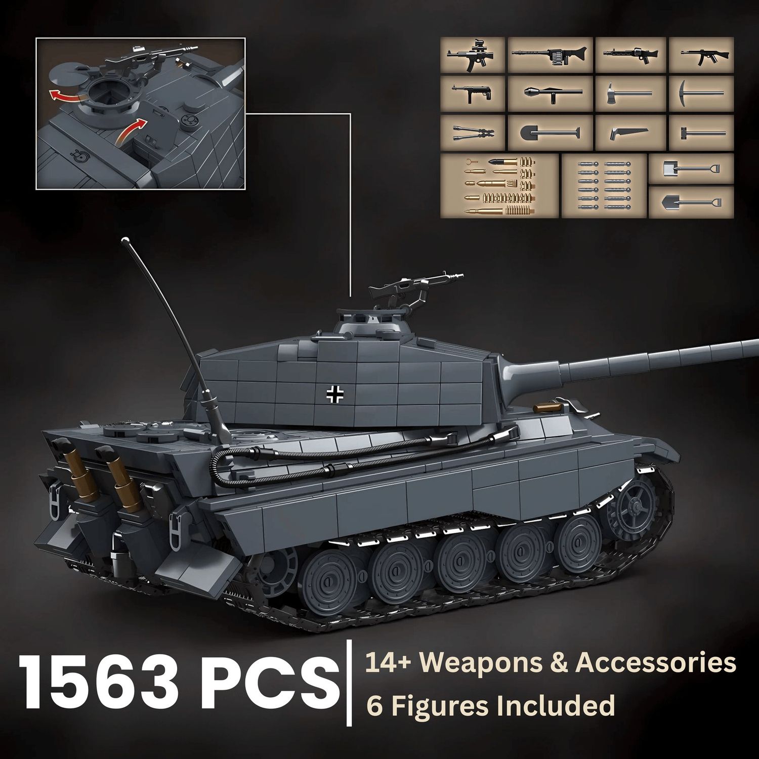 German Tiger II (King Tiger) - 1,563 Piece Heavy Tank Model Kit