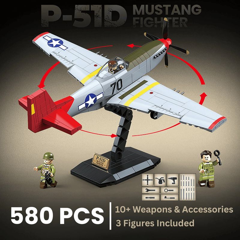 US P-51D Mustang Fighter - 580 Piece Historical Aircraft Model