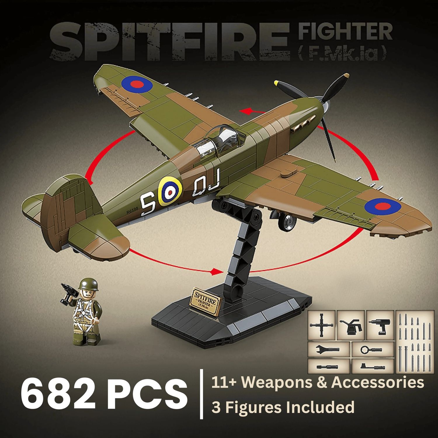 British Supermarine Spitfire Mk.Ia - 682 Piece Historical Model