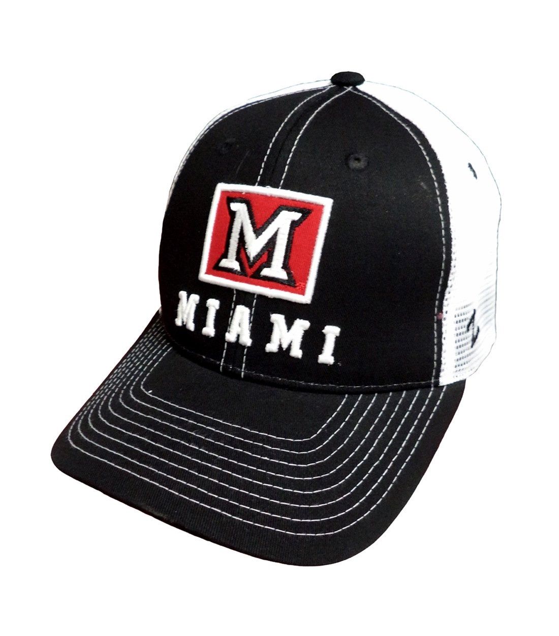 Black &amp; White Miami University Adjustable Mesh Hat