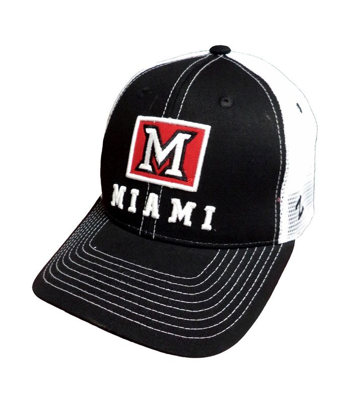 Black &amp; White Miami University Adjustable Mesh Hat