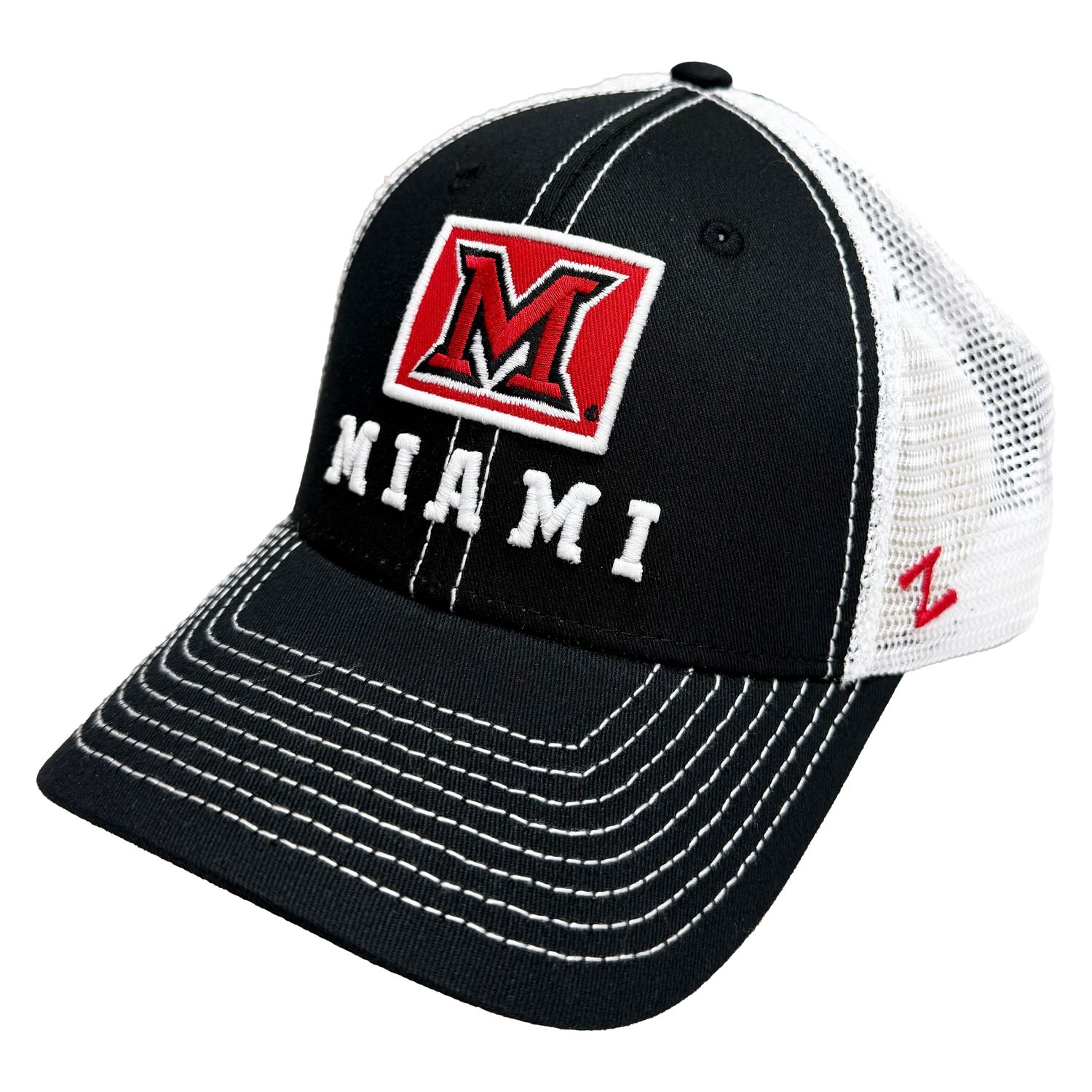Zephyr Miami University RedHawks Black &amp; White Adjustable Mesh Hat