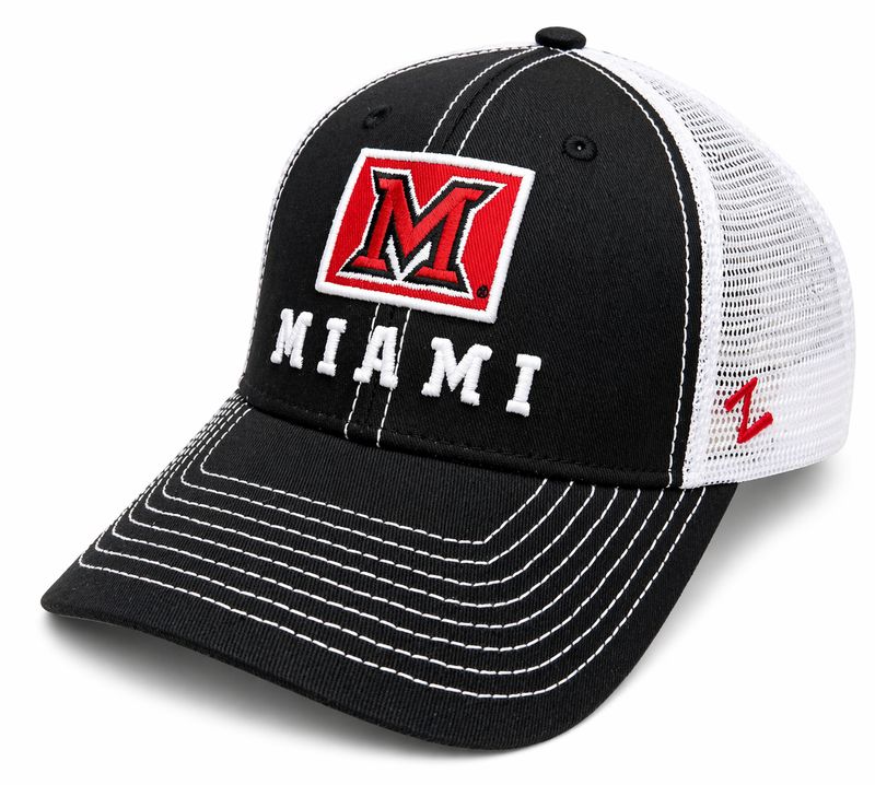 Zephyr Miami University RedHawks Black &amp; White Adjustable Mesh Hat