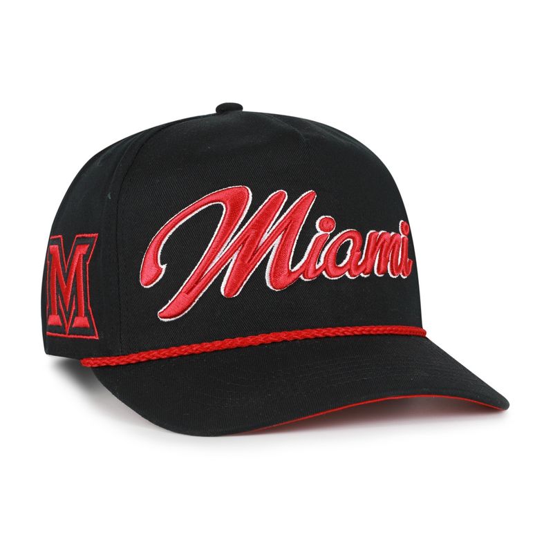 Black adjustable hat with Red Rope and Script Miami