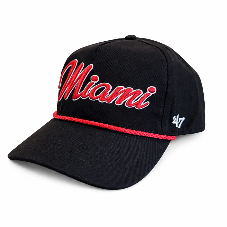 Miami University RedHawks Black Adjustable Rope Script Hat