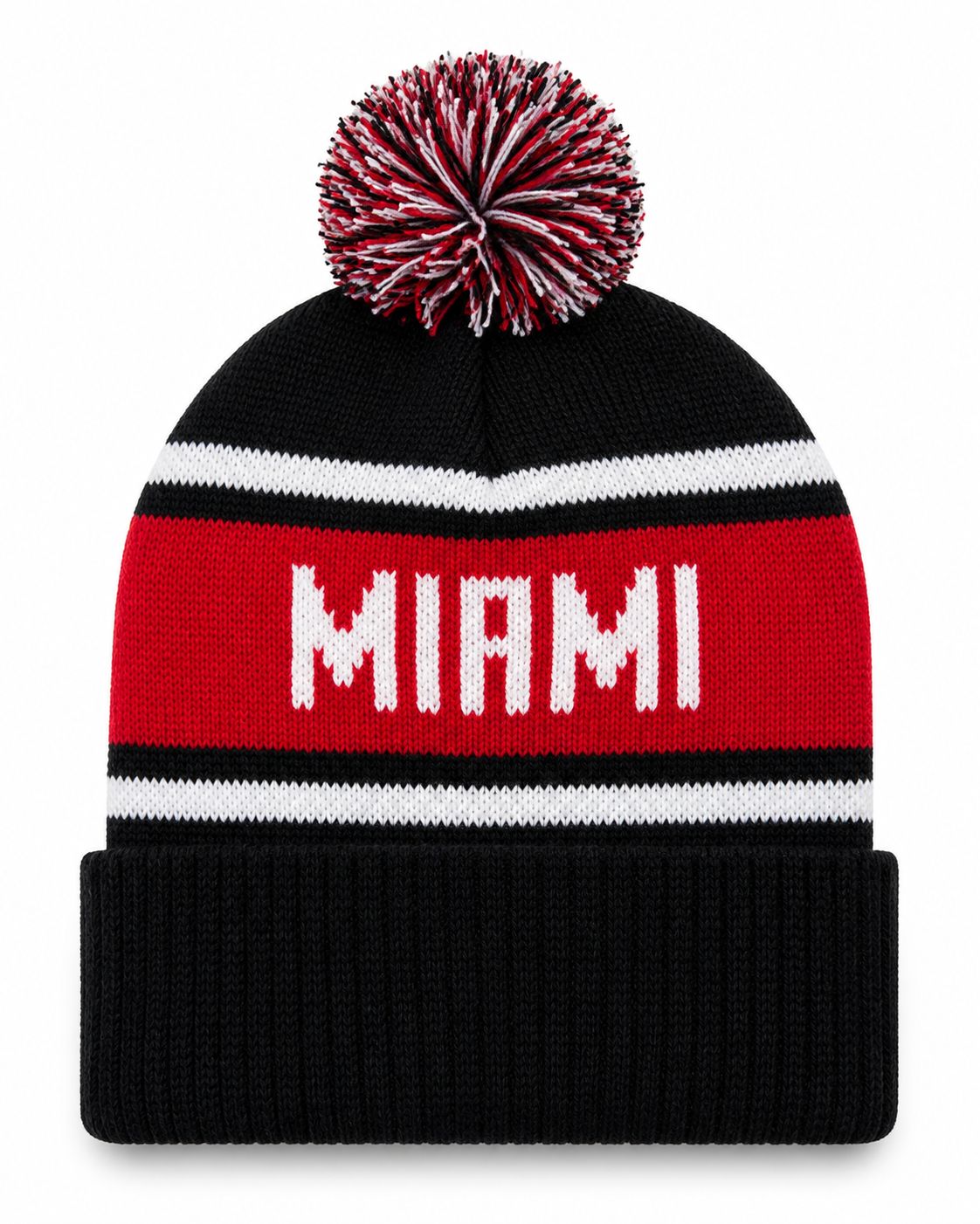 Miami University RedHawks Black Sewn Pom Knit Beanie
