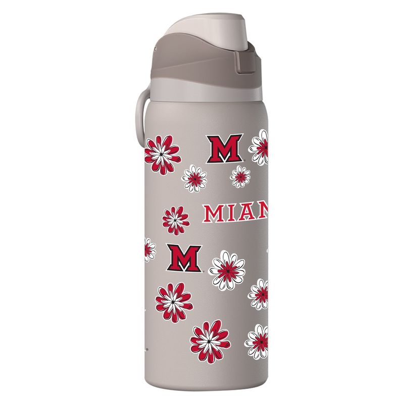 GRAY 24 oz. Floral Water Bottle with Flip-top Lid