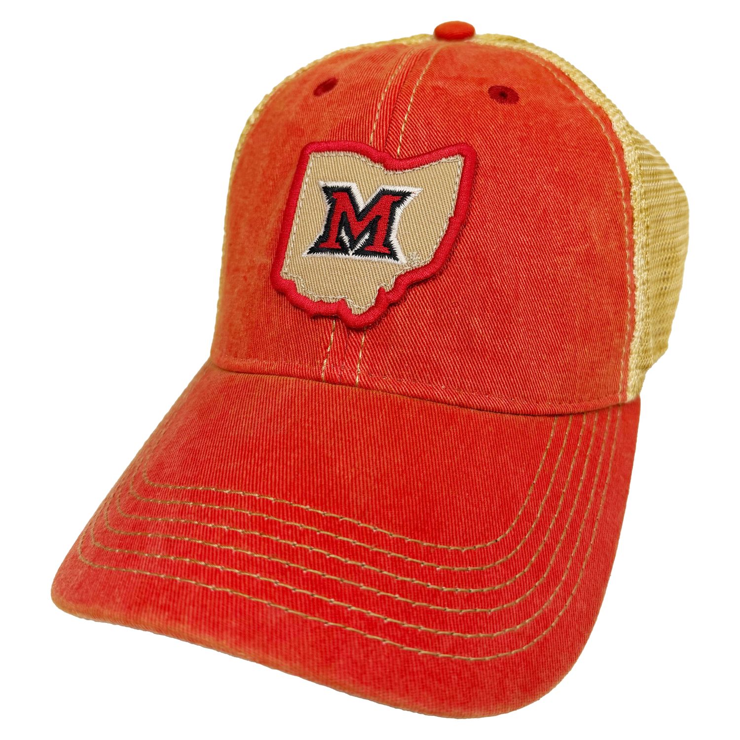 Legacy Miami University RedHawks Scarlet OFA Trucker Adjustable Hat with Block M Ohio Patch