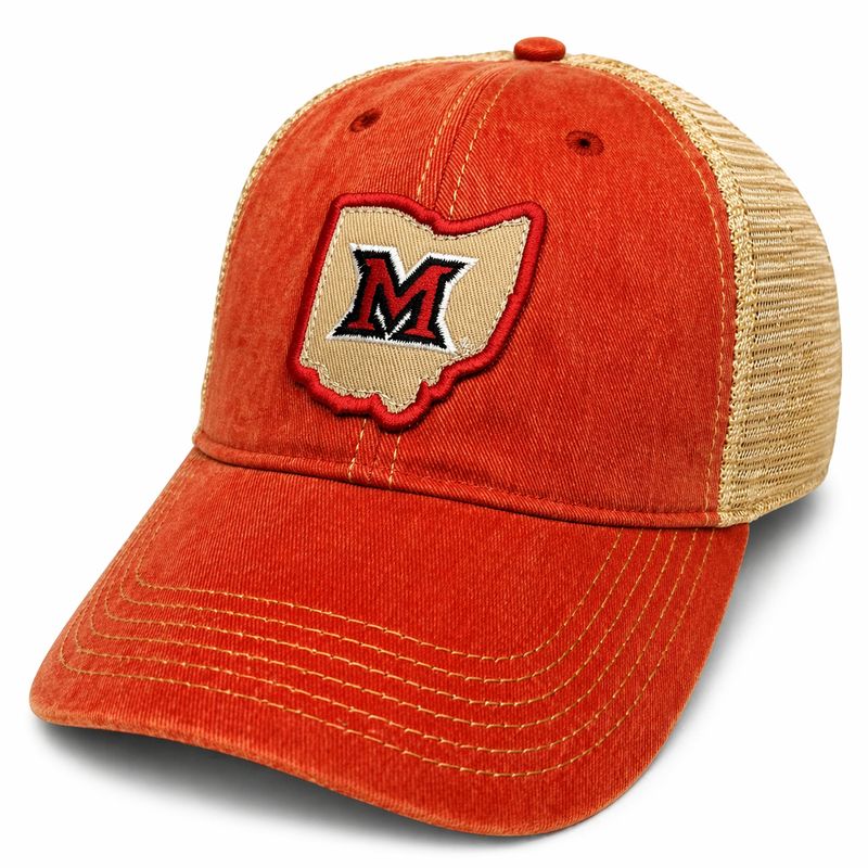 Legacy Miami University RedHawks Scarlet OFA Trucker Adjustable Hat with Block M Ohio Patch