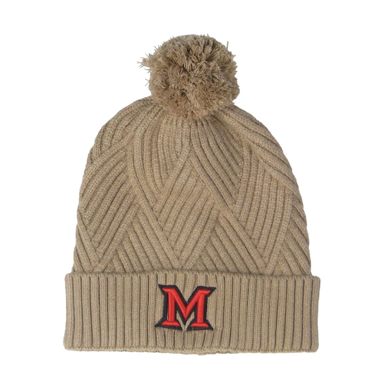 Legacy Maimi Univ. Ridged Patterned Knit Beanie w. Pom