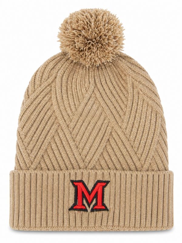 Legacy Miami University RedHawks Ridged Patterned Knit Beanie with Pom – Alabaster Heather