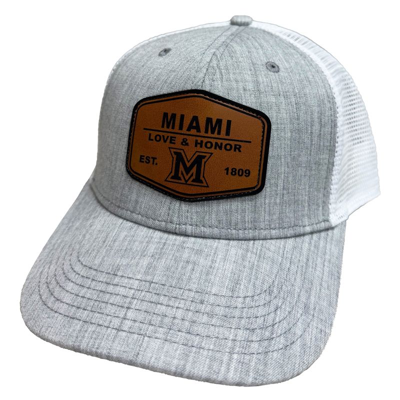Legacy Miami University RedHawks Grey Melange Adjustable Hat with Leather Patch