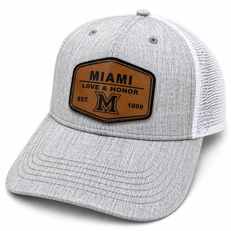 Legacy Miami University RedHawks Grey Melange Adjustable Hat with Leather Patch