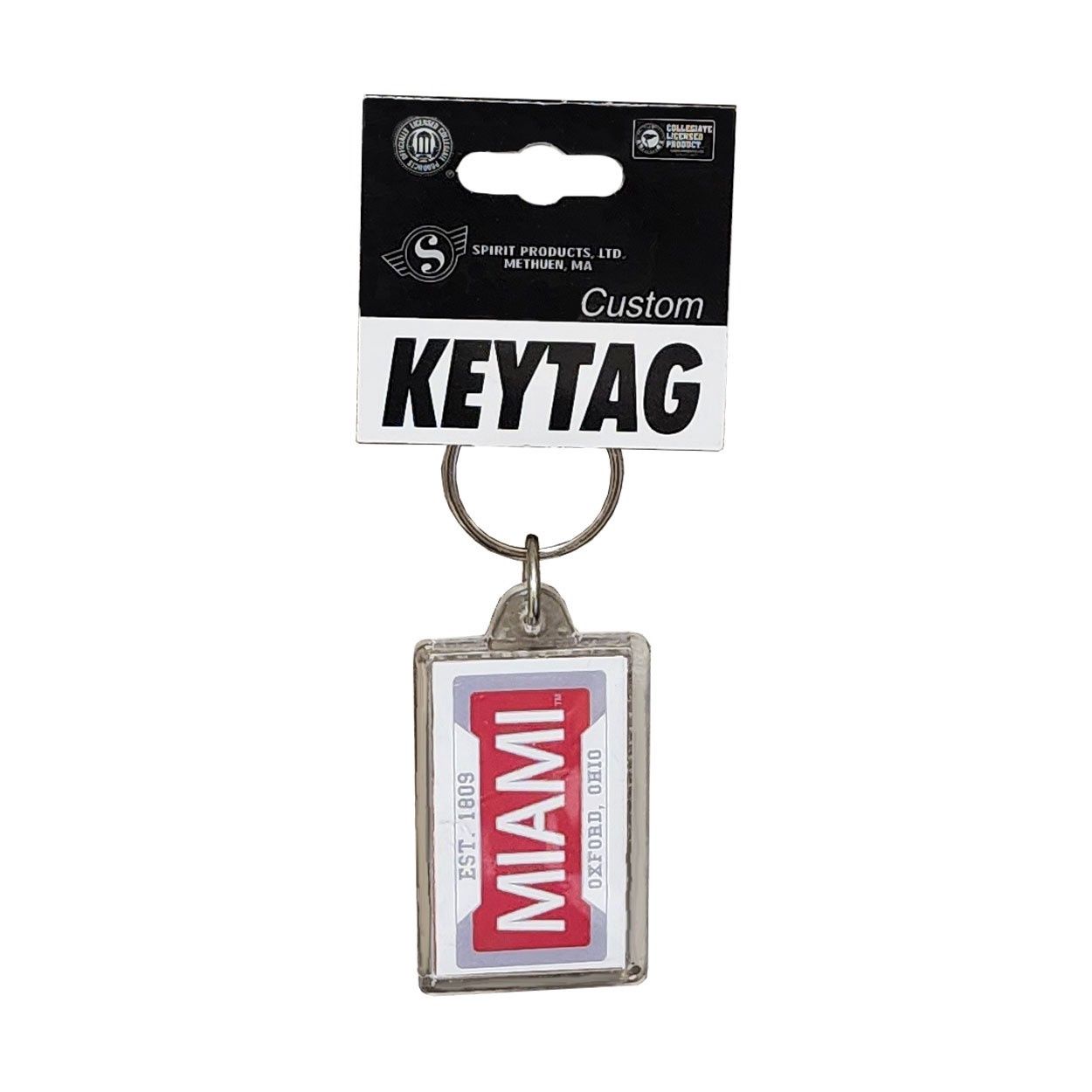 Miami Acrylic License Plate Keytag w EST 1809 &amp; Oxford