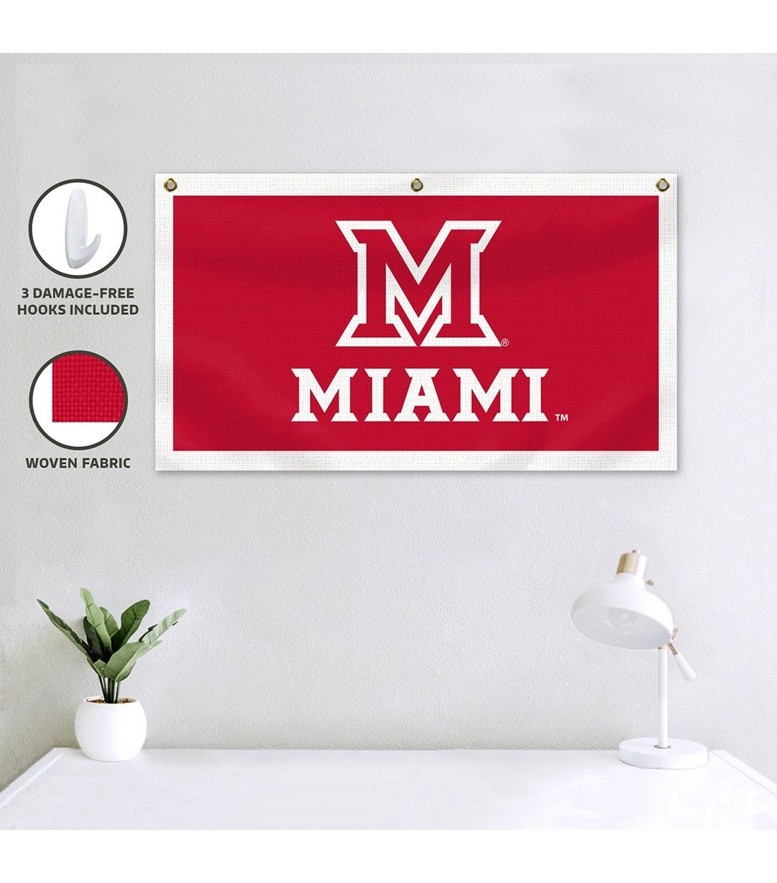 Miami Block "M" 17"x30" Canvas Room Banner