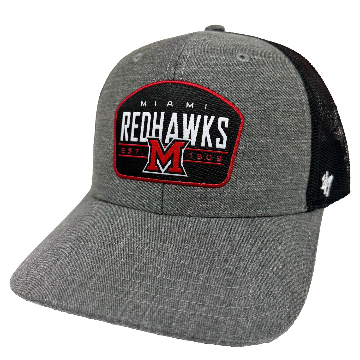 Miami University RedHawks ’47 Charcoal Squad Patch Adjustable Trucker Hat