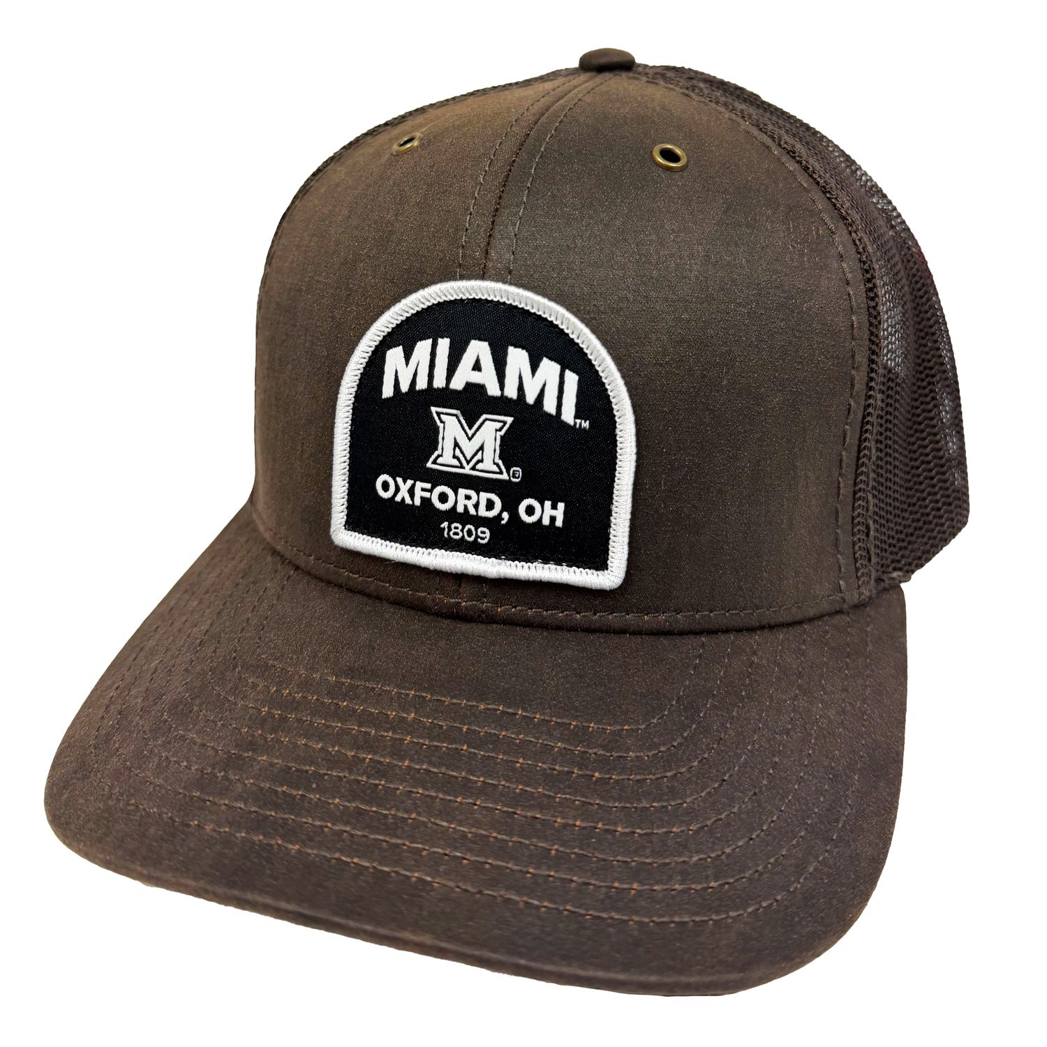 Miami University RedHawks Richardson Brown Patch Trucker Hat – Adjustable Snapback Cap