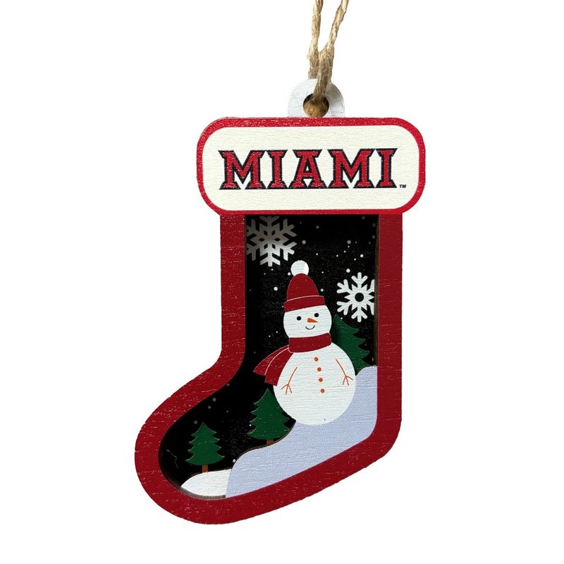Miami RedHawks Wooden Stocking Ornament