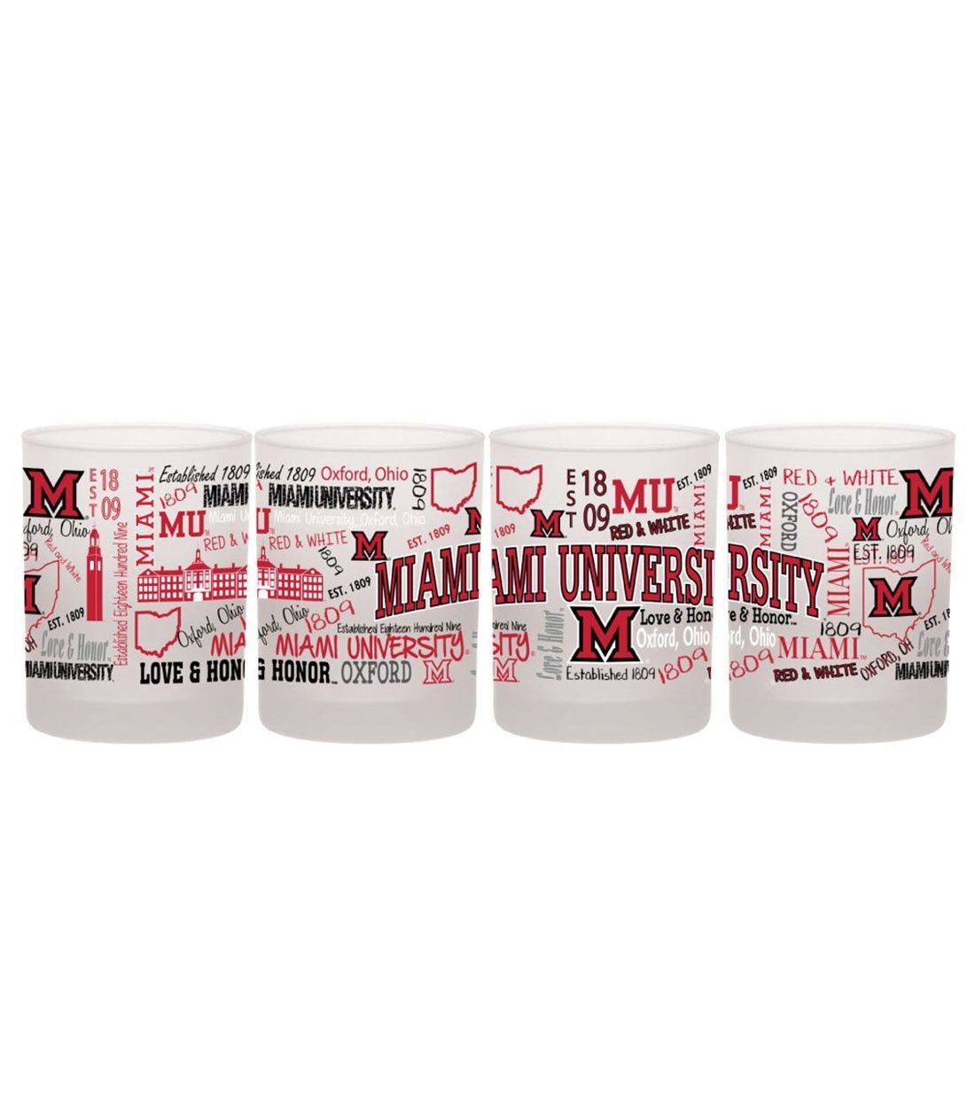 Miami University 14oz Frosted Rocks Glass