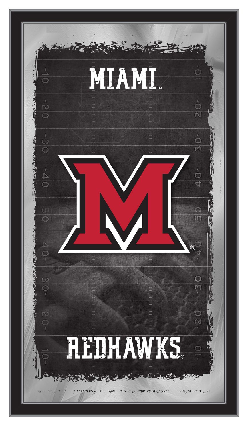 Miami University RedHawks 26" x 15" Football Field Framed Mirror
