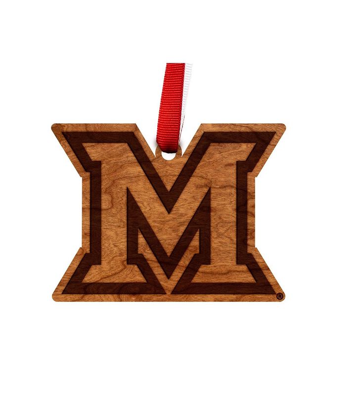 Miami University Block "M" Wooden Ornament