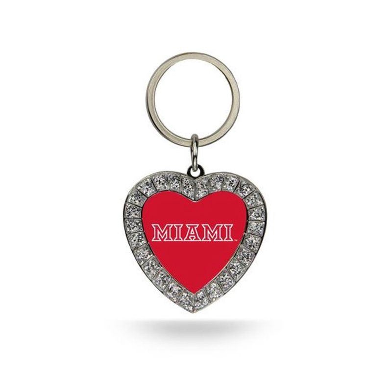 Miami RedHawks Rhinestone Heart Keytag