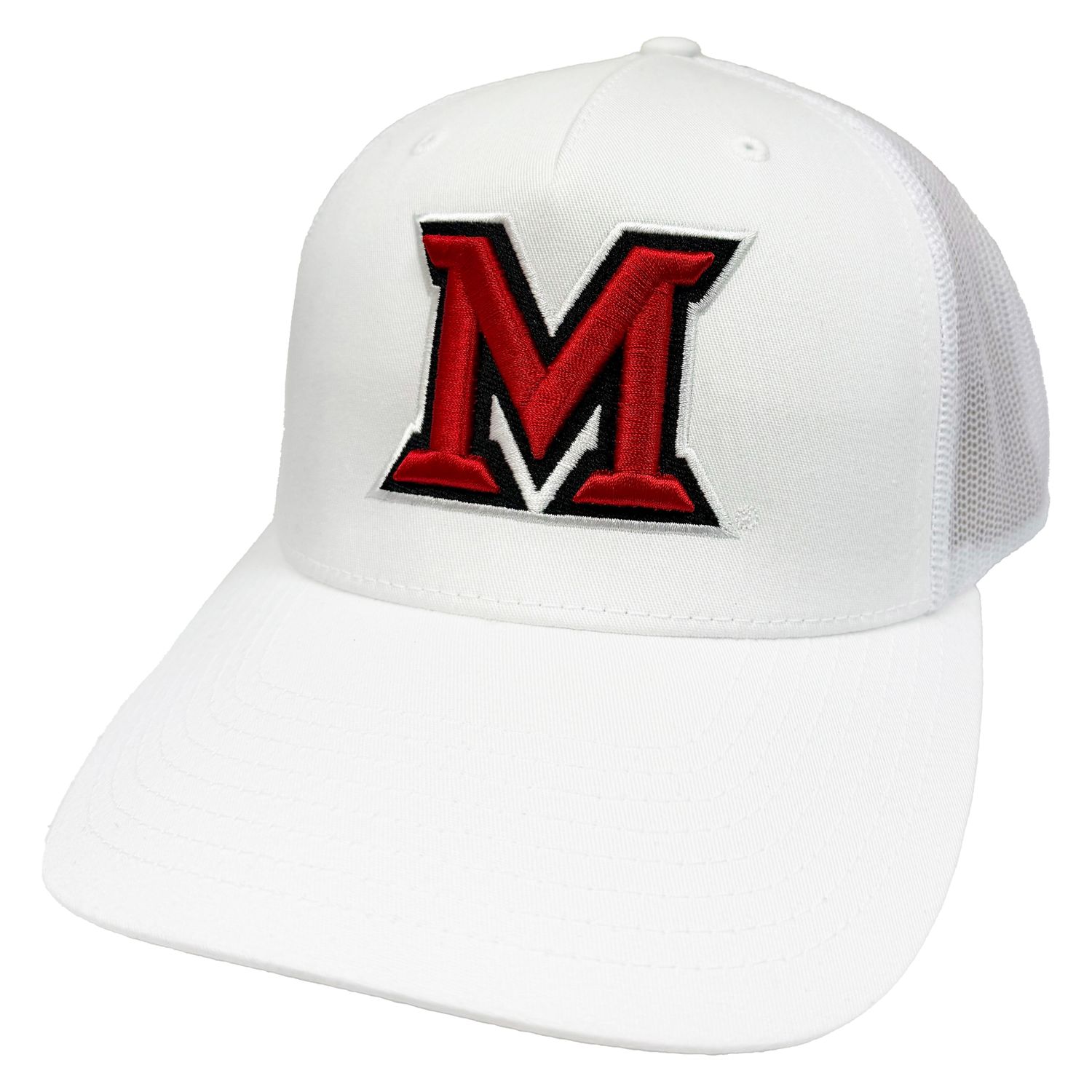Miami University RedHawks Richardson 112 White “M” Trucker Hat – Adjustable Snapback Cap