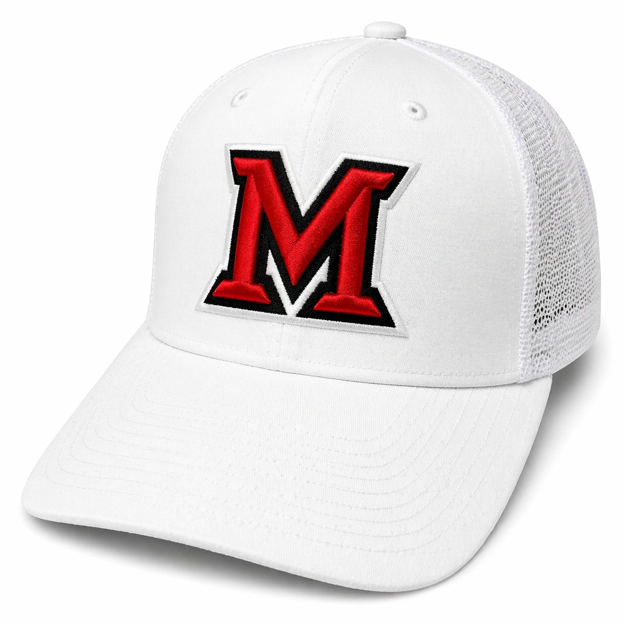 Miami University RedHawks Richardson White “M” Trucker Hat – Adjustable Snapback Cap