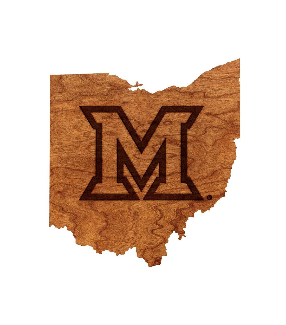 Miami University Block "M" in State Wooden Sign