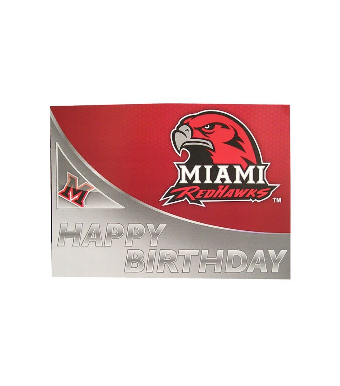 Miami RedHawks Red and Gray Happy Birthday Card