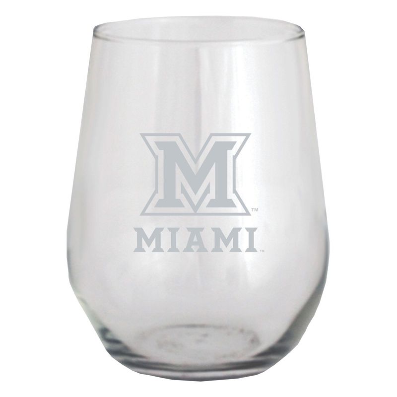 Miami University 17oz Stemless Wine Glass