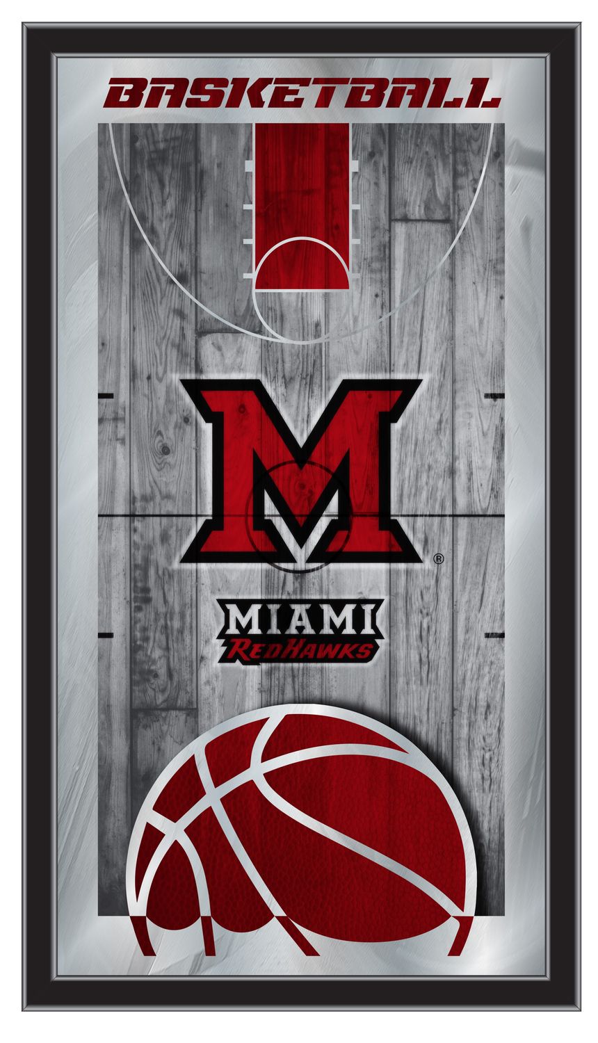 Miami University RedHawks 26" x 15" Basketball Framed Mirror