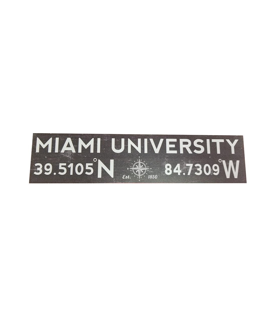 Miami University Coordinates 13"x3" Wooden Block