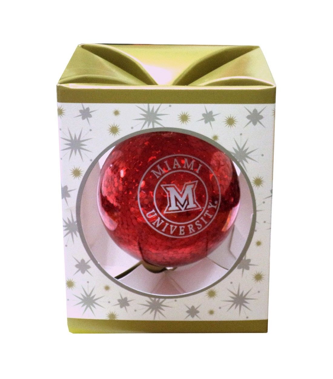 Miami University Glitter Glass Ball Christmas Ornament