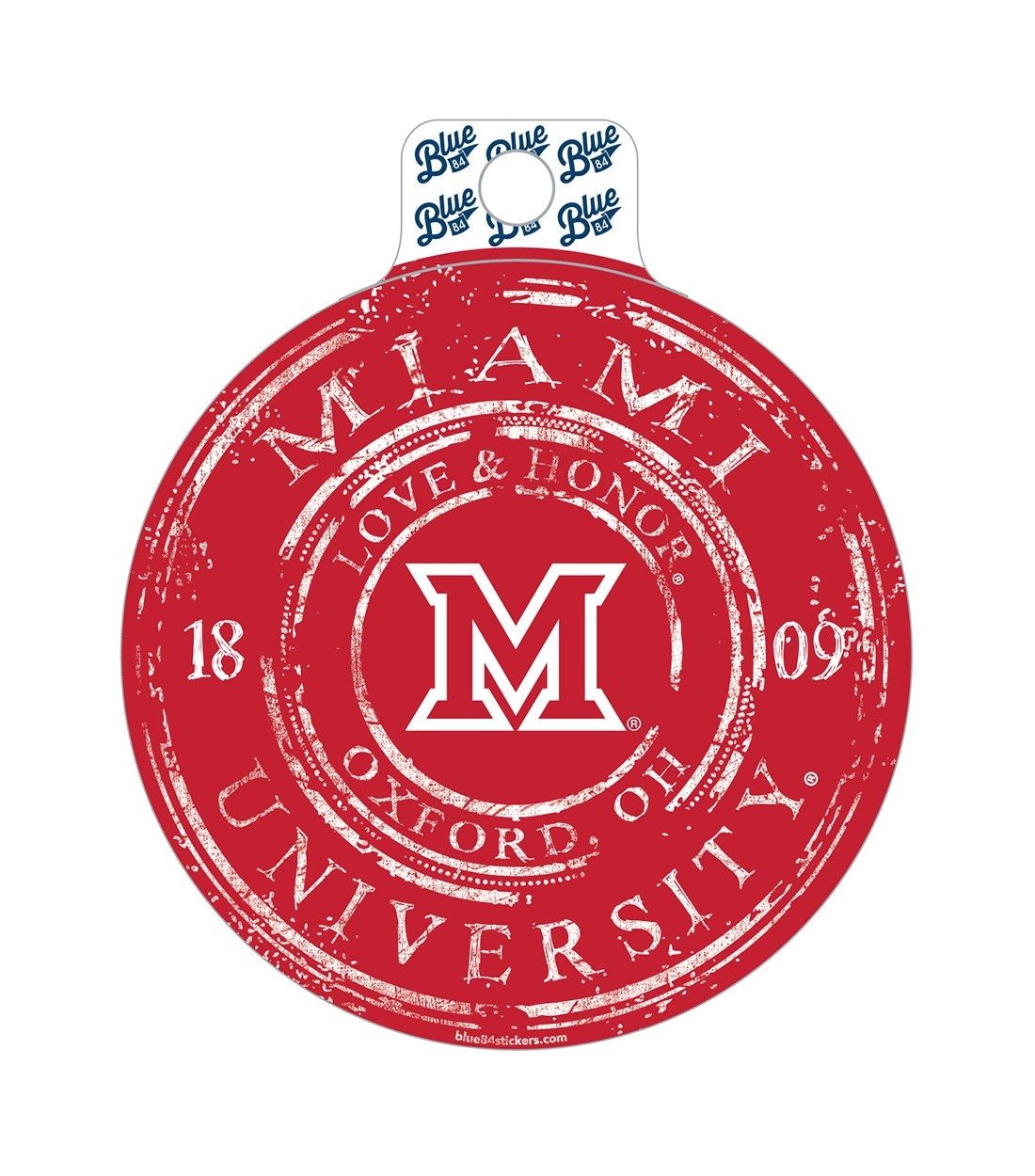 Miami University Faded Red Circle Sticker