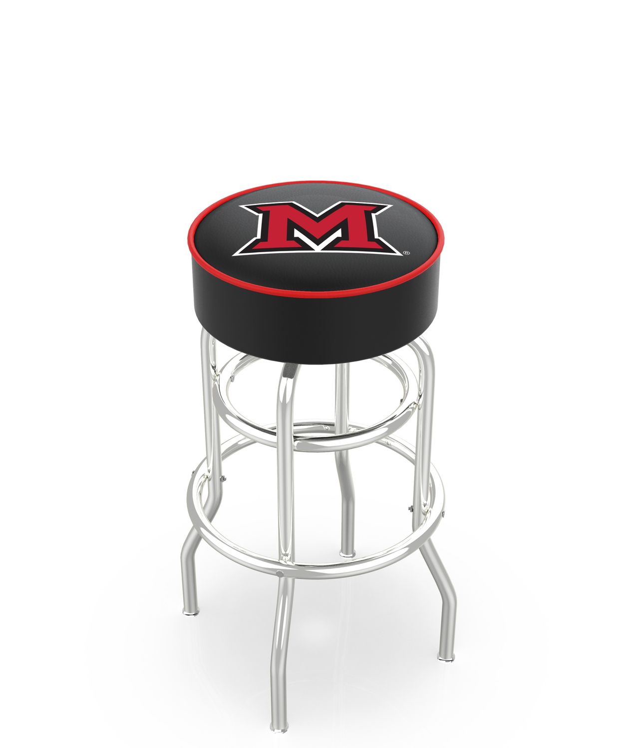 Miami University RedHawks Classic Retro Chrome Bar Stool, Size: 25"