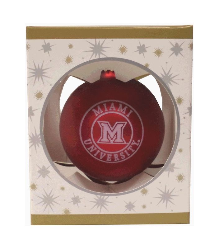 Miami University Matte Finish Glass Ball Christmas Ornament
