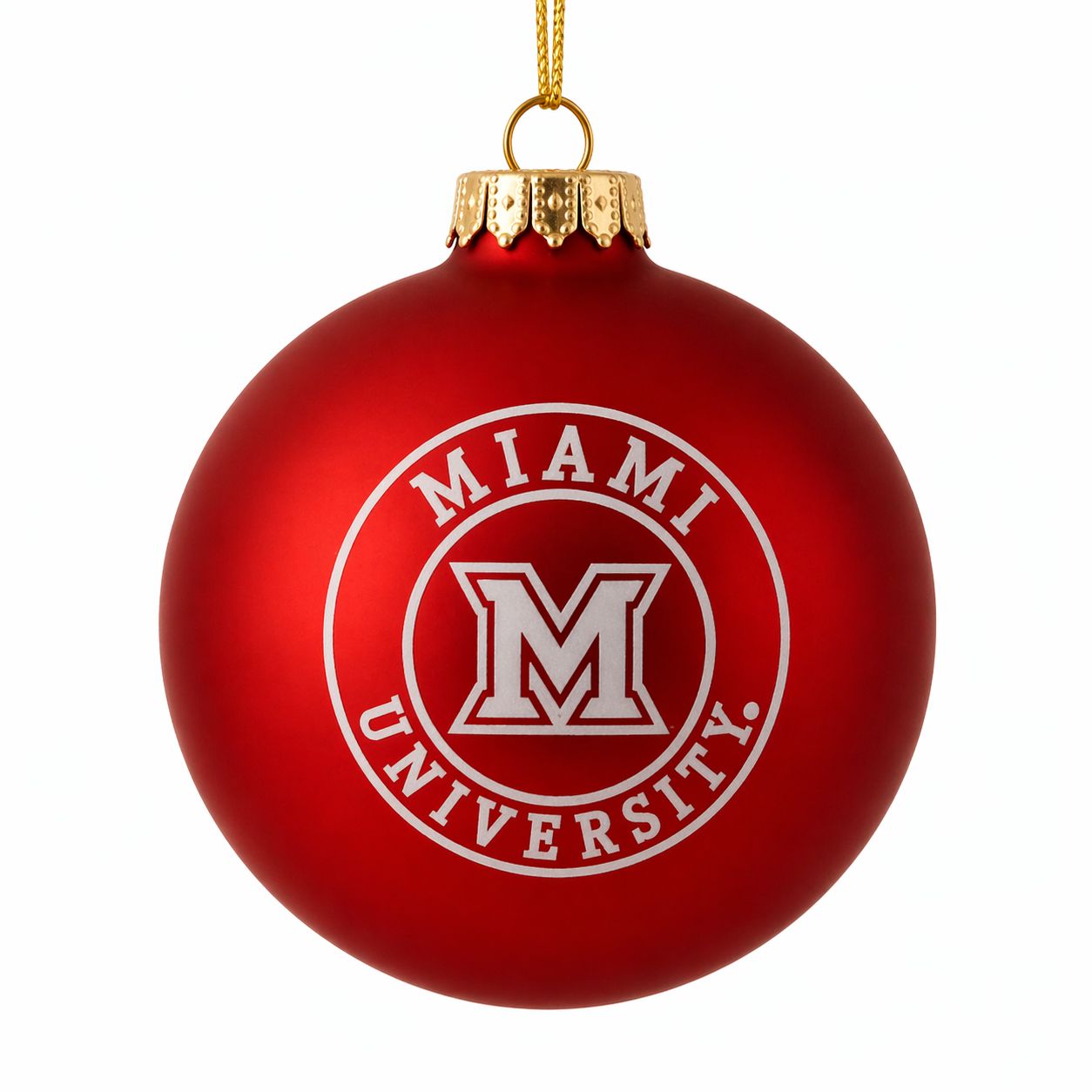 Miami University Matte Finish Glass Ball Christmas Ornament