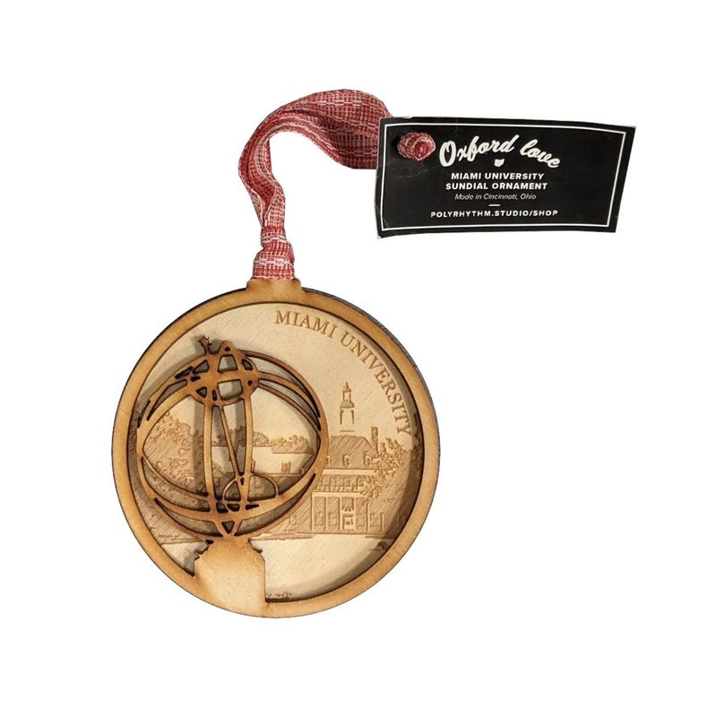 Miami University Etched Wooden Sundial Ornament