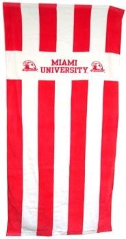 Miami University Red and White Striped Beach Towel