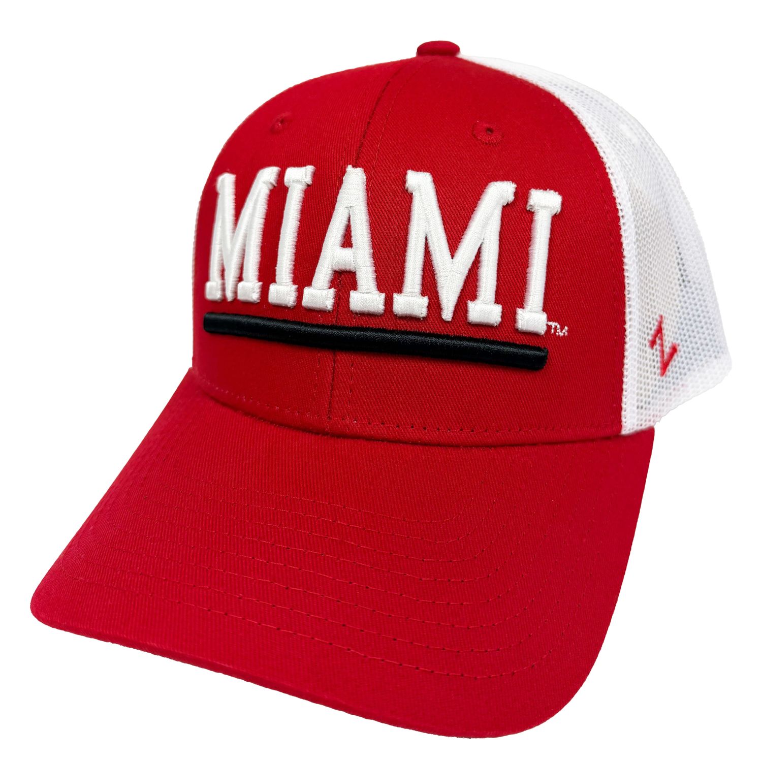 Miami University RedHawks Zephyr Red Trucker Hat – Adjustable Snapback Cap