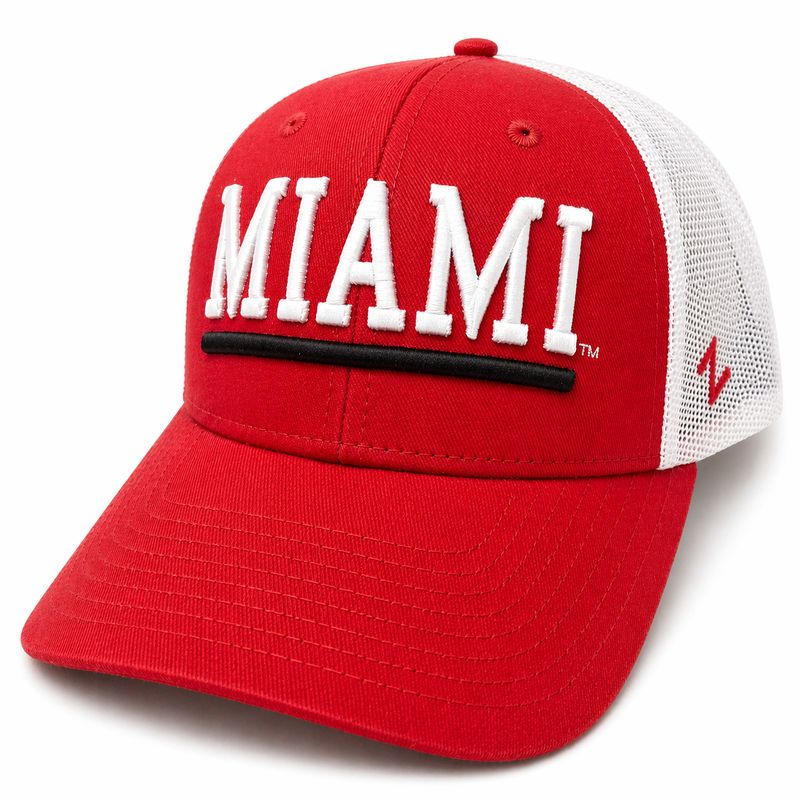 Miami University RedHawks Zephyr Red Trucker Hat – Adjustable Snapback Cap