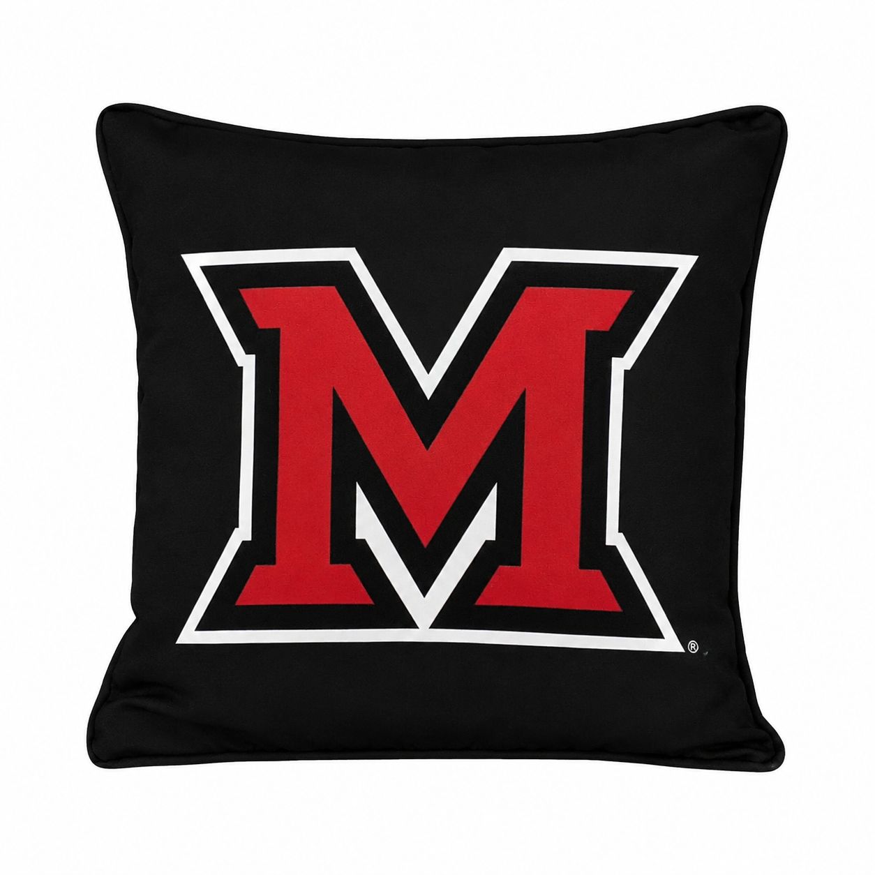 Miami University Black Square Throw Pillow