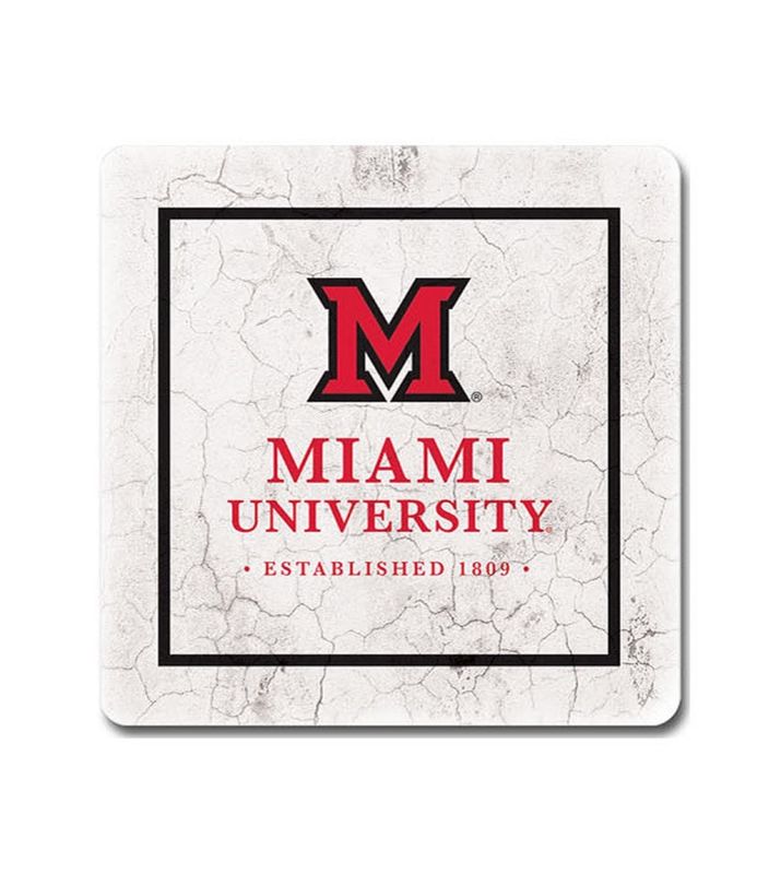 Miami University White Ceramic Coaster