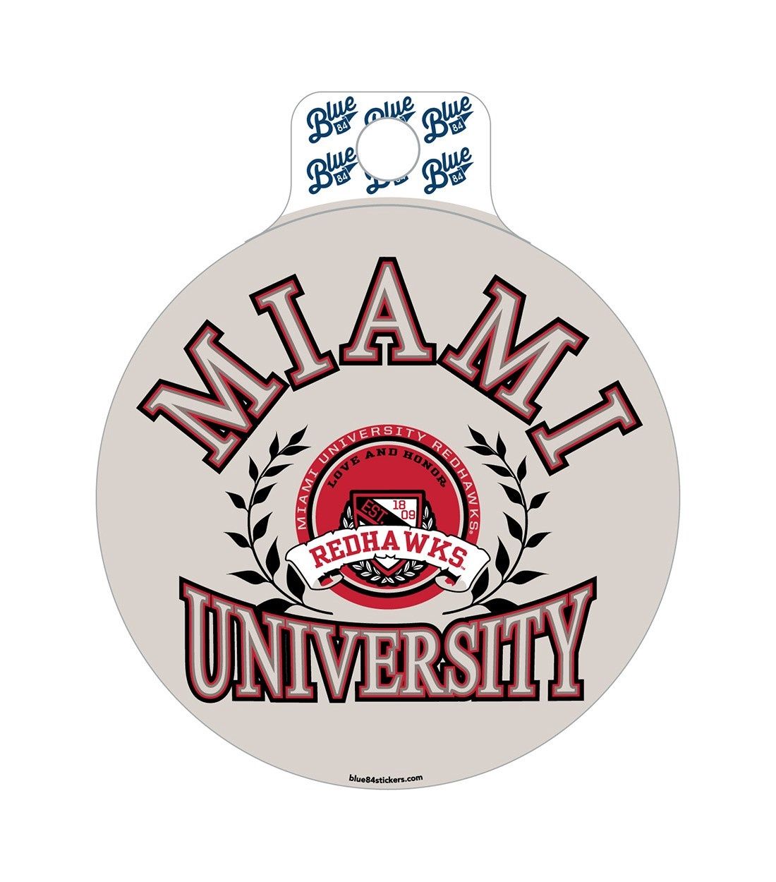 Miami University White Olive Branch and Shield Sticker